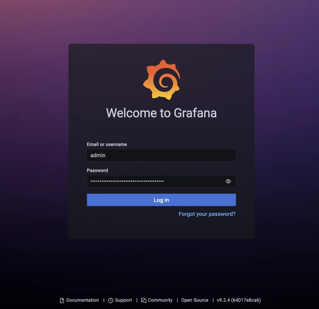 Login to Grafana