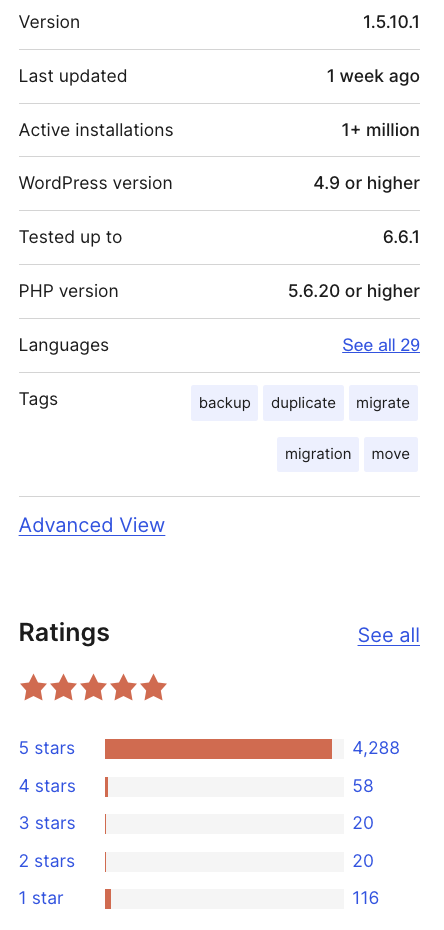 Duplicator 管理画面